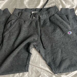 Champion Gray Sweatpants with Elastic Waistband and Fleece Texture